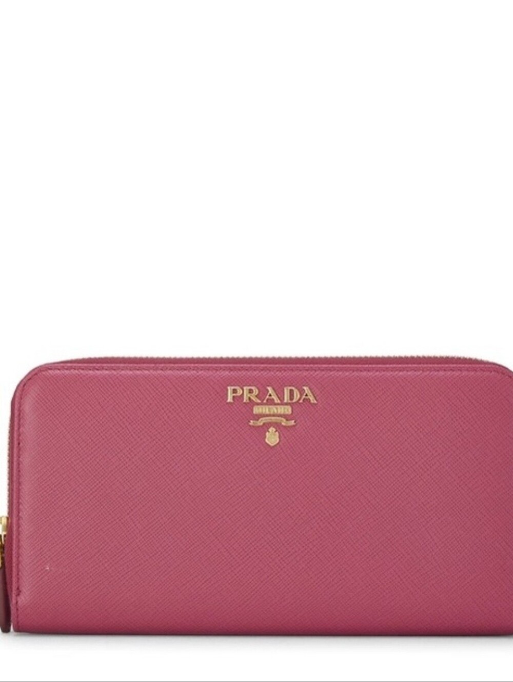 Prada Pink Saffiano Leather Zip Wallet EUC